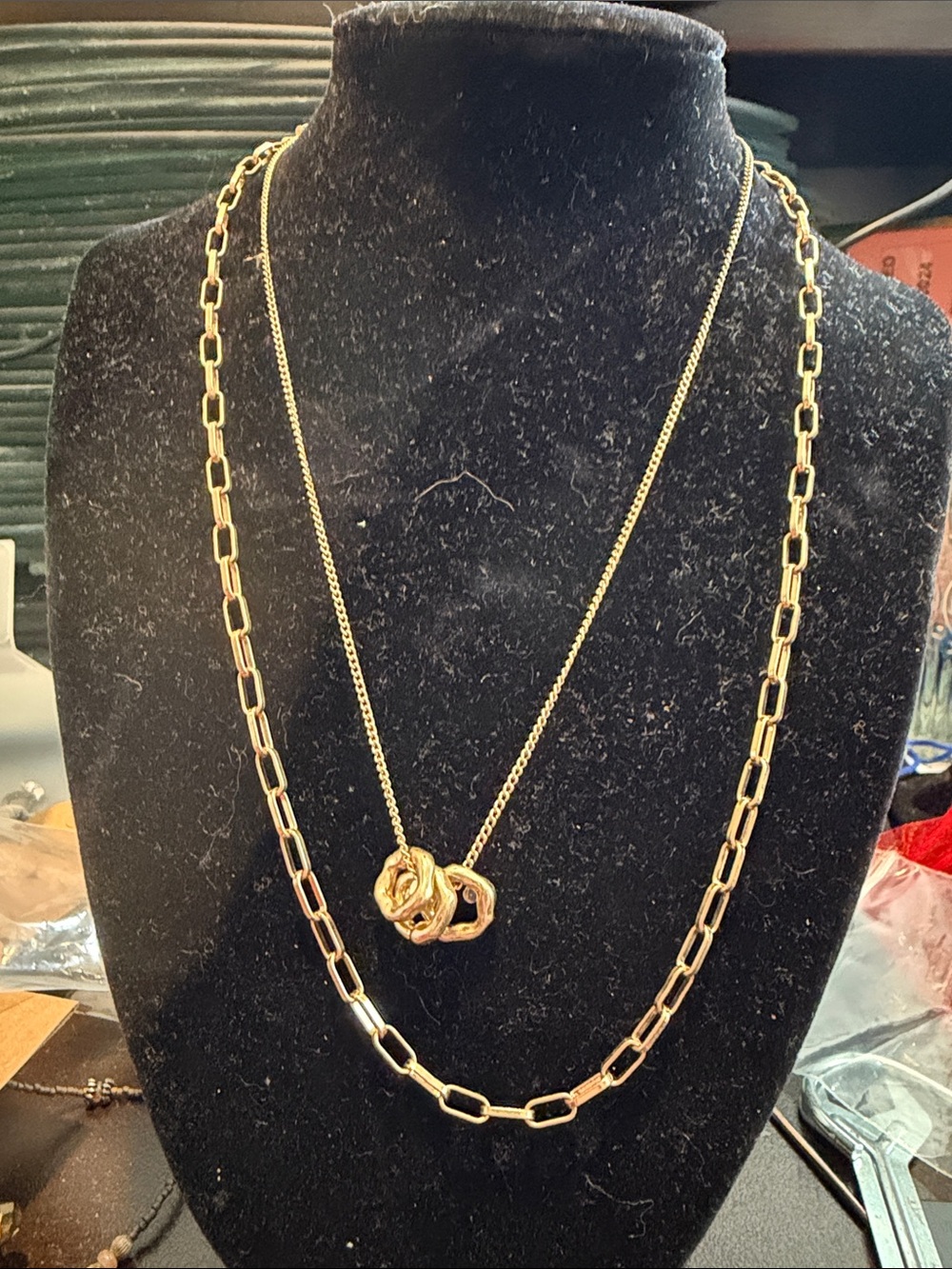 Gold-Tone Layered Knot Necklace Set - Women's Jewelry NWT